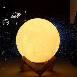 Lampe de nuit 3D en forme de lune, 16 couleurs, télécommande, lumière ambiante LED rechargeable, lampe de chevet pour chambre à coucher, décoration de la maison - Product Image 3