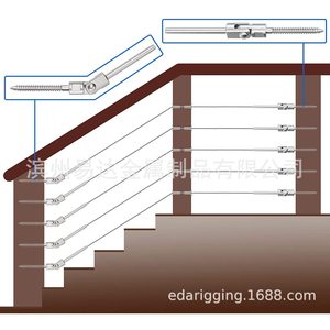 Conector de cable de acero inoxidable T316 de 1/8 de pulgada, tornillo tensor de 18 pulgadas para aplicación en roscas de madera - Product Image 2