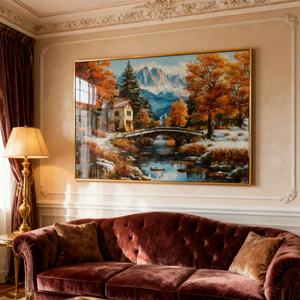 Nouvelle Peinture sur Porcelaine LED en Cristal, Décoration Personnalisée pour la Maison, Impression Européenne, Paysage Hivernal, Forêt, Campagne, Salon - Product Image 5