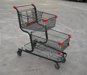 Chariot à Deux Niveaux de Grande Taille pour Supermarché Canadien, Chariot de Courses à <span class=keywords><strong>Double</strong></span> Panier - Product Image 2
