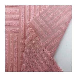 <span class=keywords><strong>2024</strong></span> nuevo patrón de barra vertical y horizontal de punto 285gsm 79% poliéster 20% algodón 1% SPX toalla Rosa tela de rizo para ropa - Product Image 6