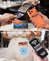 Porte-cartes magnétique ultra-résistant couleur tendance avec support réglable et pince à billets métallique, portefeuille RFID Magsafe ultra-plat pour iPhone
