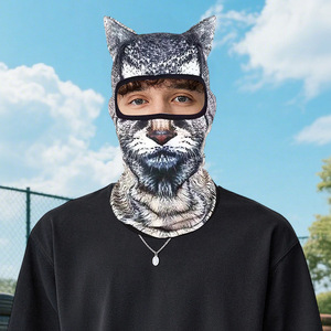 Masque de cyclisme à oreilles de chat, motif animal 3D, protection solaire, impression numérique, respirant, imperméable, pour usage extérieur - Product Image 2