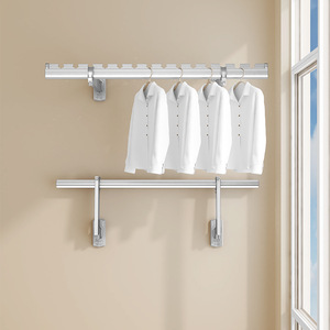 Wall Mounted <b>Clothes</b> Drying <b>Rack</b> Single Bar Fixed Type For Balcony No Drilling Required - Product Image 4