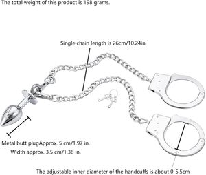 Set de Tapones Anales Metálicos con Esposas Sexuales SM, Restricciones BDSM, Equipo de <span class=keywords><strong>Bondage</strong></span>, Juguetes Sexuales Fetichistas para Adultos, Juegos SM, Juguete Sexual - Product Image 2