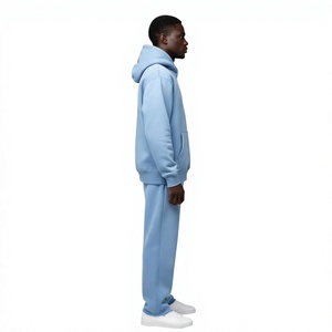 Survêtement à capuche bleu clair pour homme, manches longues, imprimé par sublimation motif montagne, tenue décontractée, respirant, léger, 100 % hiver - Product Image 3