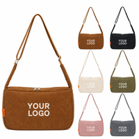 Sac bandoulière en velours côtelé personnalisé avec logo, sangle réglable, sac à bandoulière décontracté pour femme, petit sac messager OEM ODM