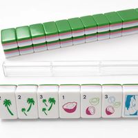 Ensemble de Mahjong en Acrylique Gravé de Luxe, Tuiles de Mahjong Américaines Vertes pour les Rassemblements de Mahjong du Week-end