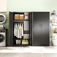 Armoire métallique autoportante à double porte, grande capacité, en acier, pour rangement de vêtements, avec serrure, organisateur de placard pour la maison