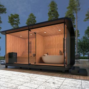 Moderna Cabina Sauna di Lusso da 2-6 Persone in Legno Massello di Cedro Rosso e Hemlock con Funzione Vapore Secco e Stufa Elettrica da 6-9 KW - Product Image 6