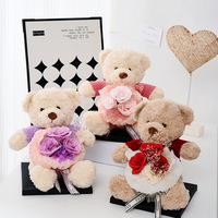 Boîte cadeau ours fleur, fleur éternelle, fleurs de savon, bouquet de dessin animé, couple, petite amie, créatif, chaleureux, mignon, vente en gros