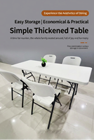 Table pliante d'extérieur portable pas chère, 6 pieds, blanche/noire, en plastique, design moderne pour les dîners, les événements et les fêtes