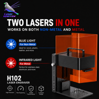 Machine de gravure laser double Laser Sparrow H102, 2W infrarouge, 10W laser bleu pour métal, plastique, bois, machine de marquage laser DIY