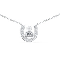 Kalung Horseshoe Perak 925 Mewah Motif Berkuda Zirkon Minimalis Bentuk U Hadiah Pernikahan Berlapis Rhodium Perhiasan Berkualitas Tinggi