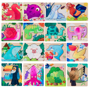 <span class=keywords><strong>Puzzle</strong></span> 3D tridimensionnel en bois pour enfants de 3 à 6 ans, fait à la main, double face assemblé, pour l'éducation précoce - Product Image 5