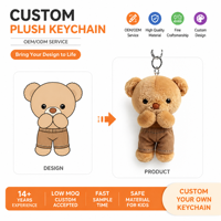 Porte-clés en peluche personnalisé d'usine, ours en peluche, personnage de dessin animé, mini pendentif clé en peluche, cadeau sur mesure