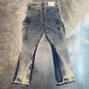 Jeans en denim délavé rétro pour homme de haute qualité, tendance rétro Y2K et mode urbaine décontractée, tendance hip-hop, streetwear - Product Image 3
