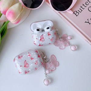 Pour Airpod Pro 3 étui de protection pour écouteurs sans fil pour Apple <span class=keywords><strong>AirPods</strong></span> 4 <span class=keywords><strong>coque</strong></span> motif papillon écouteur housse de protection pendentif - Product Image 2