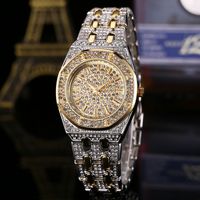 Montre pour femmes à la mode et luxueuse, étanche, entièrement sertie de diamants, disponible en stock