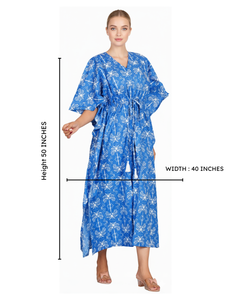 Hermoso Kaftán de Lujo 100% Algodón Puro con Estampado Floral, Ropa de Playa Bohemia Transpirable para Verano, Túnica de Noche para Invierno - Product Image 4