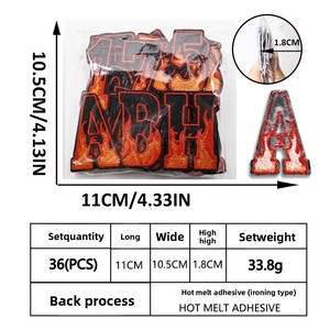 Nouveaux patchs brodés thermocollants à lettres et chiffres anglais motif flamme rouge, sans couture, pour la décoration de vêtements et sacs - Product Image 2