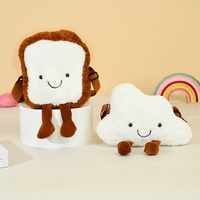 Sac bandoulière moyen Cloud Toast, sac à bandoulière créatif et mignon en peluche avec fermeture éclair pour motif visage, en PU