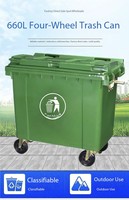 Poubelle rectangulaire extérieure en plastique, capacité 1100L et 660L, design imprimé personnalisable, en stock