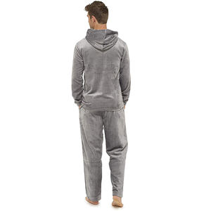 Pigiama <span class=keywords><strong>uomo</strong></span> peluche in pile invernale caldo pigiama completo completo <span class=keywords><strong>pigiami</strong></span> ogni giorno con cappuccio pigiama Set per <span class=keywords><strong>uomo</strong></span> adulto Homewear - Product Image 4