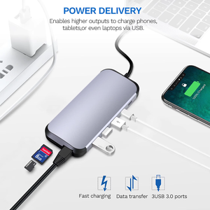 Hub USB Type C <span class=keywords><strong>Adaptateur</strong></span> de station d'accueil Hub HD-MI 4K Lecteur de carte USB 3.0 Station d'accueil pour ordinateur portable Hubs USB pour <span class=keywords><strong>MacBook</strong></span> Pro <span class=keywords><strong>Air</strong></span> - Product Image 2