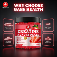 Gummies de créatine monohydrate personnalisées, 120 unités, saveur fraise, haute absorption, végétaliennes, pour la musculation, le fitness et la récupération musculaire, OEM