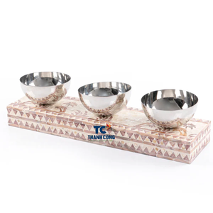 ชุดชามโลหะพร้อมฐานรองแม่มุกพร้อมชามสเตนเลส - Product Image 1