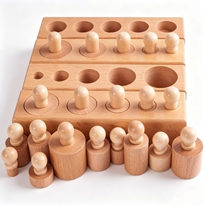 Blocs cylindriques Montessori en bois avec poignées, jouets éducatifs sensoriels pour tout-petits, <span class=keywords><strong>jeux</strong></span> d'apprentissage pour la motricité fine à la <span class=keywords><strong>maison</strong></span> et à l'école maternelle - Product Image 1