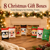 Boîtes à Cadeaux de Noël en Forme d'Oreiller, Style Mignon, Boîtes à Friandises, Contenants en Papier Décoratifs pour Noël, Baby Shower, Anniversaire