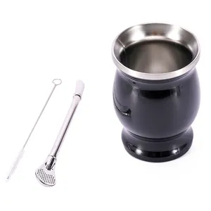 Factory Direct 8oz Stainless Steel Yerba Mate Cup And Bombilla Set With Bombilla Straw Gift Box
