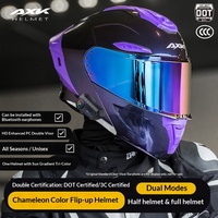 Casque de moto certifié 3C/DOT/GB811-2022A, à visière rabattable, double visière, design bleu caméléon, toutes saisons, taille universelle pour hommes et femmes