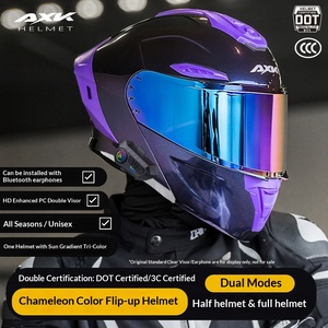 Casco de Motocicleta Abatible con Certificación 3C/DOT/GB811-2022A, Doble Visera, Diseño Camaleón con Luz Azul, Ajuste <span class=keywords><strong>Universal</strong></span> para Todas las Estaciones, para Hombres y Mujeres - Product Image 5