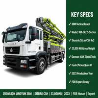 Camions pompe à béton d'occasion Zoomlion Lingyun 38m Sitrak 2023 23T, Camion pompe Zoomlion Sitrak 38m d'occasion, exportation Chine