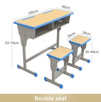 Bureaux et chaises d'école en acier inoxydable réglables en hauteur et épaissis, design moderne et minimaliste pour les écoles primaires, secondaires et supérieures