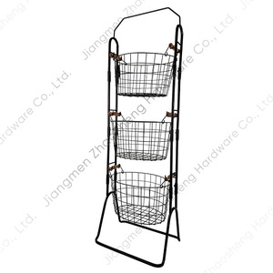 Detachable Three Tier Wrought Iron Storage Basket Black <b>Standing</b> Kitchen Living Room Fruit <b>Vegetable</b> Snack Rack - Product Image 5