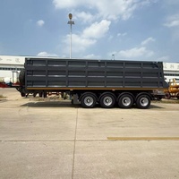 Semi-remorque benne latérale 4 essieux 100 tonnes pour le transport de charbon et de pierres, avec vérin hydraulique, remorque benne tractée pour le transport de marchandises en acier