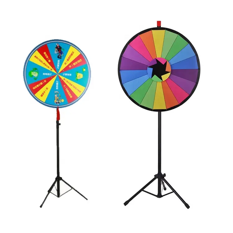 Prize Wheel with Folding Tripod Floor Stand Height Adjustable for Trade Show and Spin Game