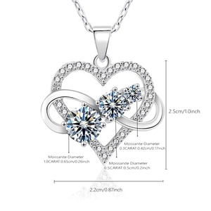 Collar de Plata de Ley 925 con Corazón de Moissanita, Elegante y Hermoso para Hombres y Mujeres, Estilo Casual, de Nicho, con Sentido de la Moda, Regalos para Parejas - Product Image 5