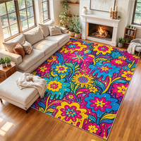 Lebendiger Bunter Blumenbedruckter Teppich Maßgefertigter Rutschfester Waschbarer Pop-Art Teppich Großer Teppich für Wohnzimmer Alfombra