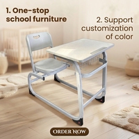 Ensemble de bureau et chaise pour étudiants en gros, mobilier scolaire individuel, logo, couleur et taille personnalisables disponibles