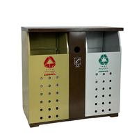 Poubelle extérieure à double classification personnalisée 40L*2 Poubelle de recyclage en métal pour les rues municipales extérieures