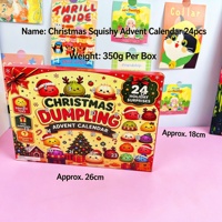 Calendrier de l'Avent de Noël, Boîte Mystère de 24 Jouets Squishy Mignons, Jouet Anti-Stress, Jouet à Presser en Forme de Boulette Kawaii