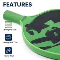 Raquette de pickleball en fibre de verre à rayures personnalisées, large sweet spot, noyau en polymère, pour club, tournoi, vente en gros