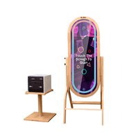 Miroir Selfie en Bois de Chêne pour Mariage avec Écran Tactile et Impression Instantanée, Compatible avec iPad, Appareil Photo et Reflex Numérique
