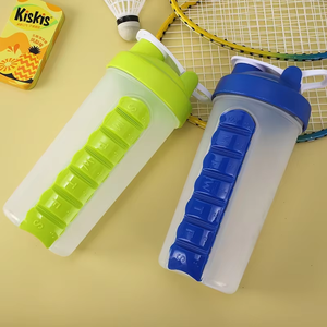 Botella Mezcladora de Proteínas de Plástico de 600 ml con Logotipo Personalizado, Botella de Agua Deportiva para Gimnasio y Fitness - Product Image 2
