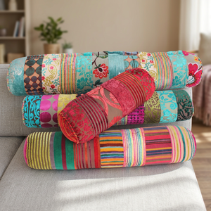 Nouveau design : Coussin long en velours brûlé tissé pour salon – Coussin de thérapie et de massage de Noël 100 % coton pour le corps, toutes saisons - Product Image 2